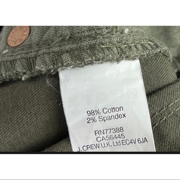 J Crew Women Sz 26 Army Green Red Embroidered Tuxedo Stripe Toothpick Ankle Jean - Picture 11 of 11
